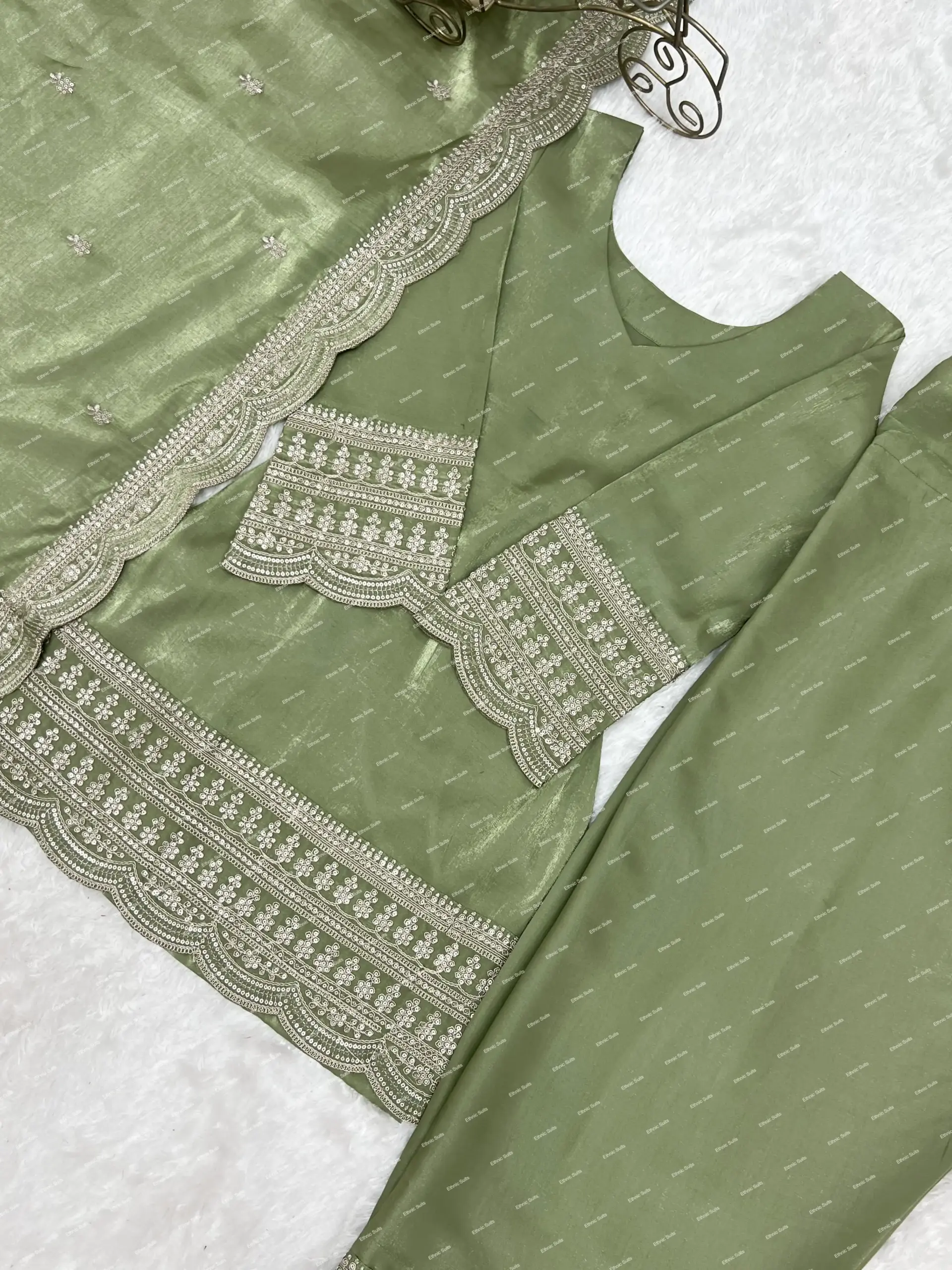 Mint Green Straight Salwar Suit for Women