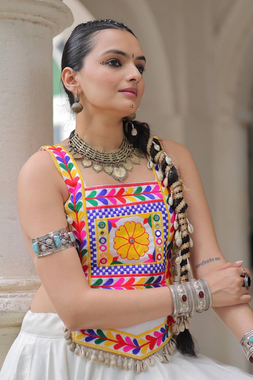 Navratri Wear Blouse White Color