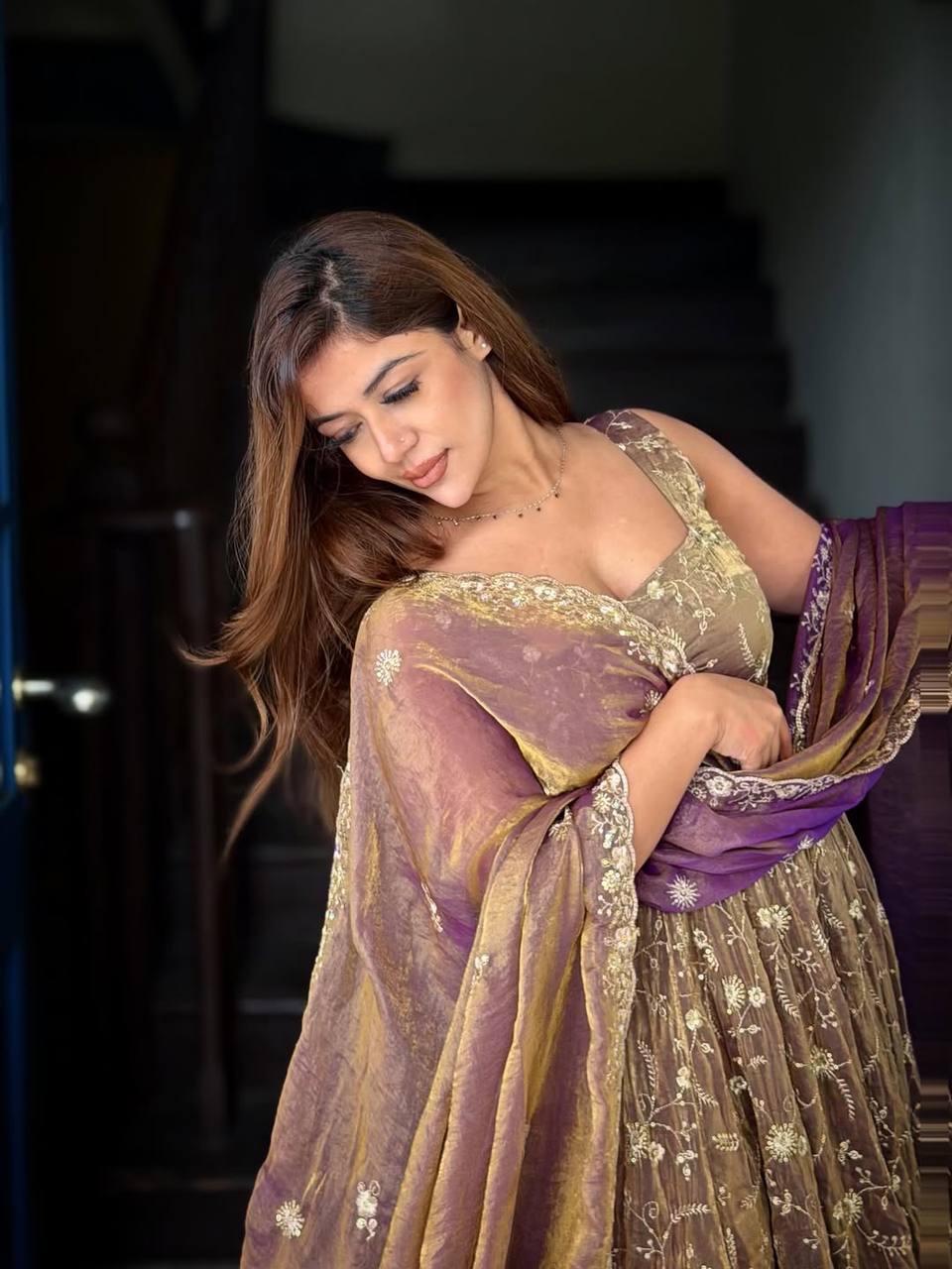 Purple Color Wedding Wear Anarkali Under 2000