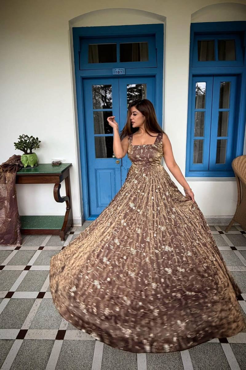 Purple Color Wedding Wear Anarkali Under 2000