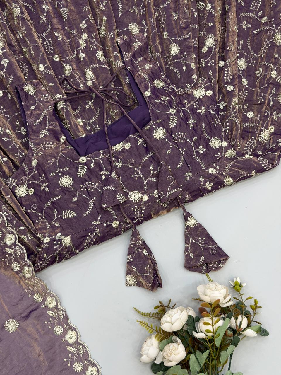Purple Color Wedding Wear Anarkali Under 2000