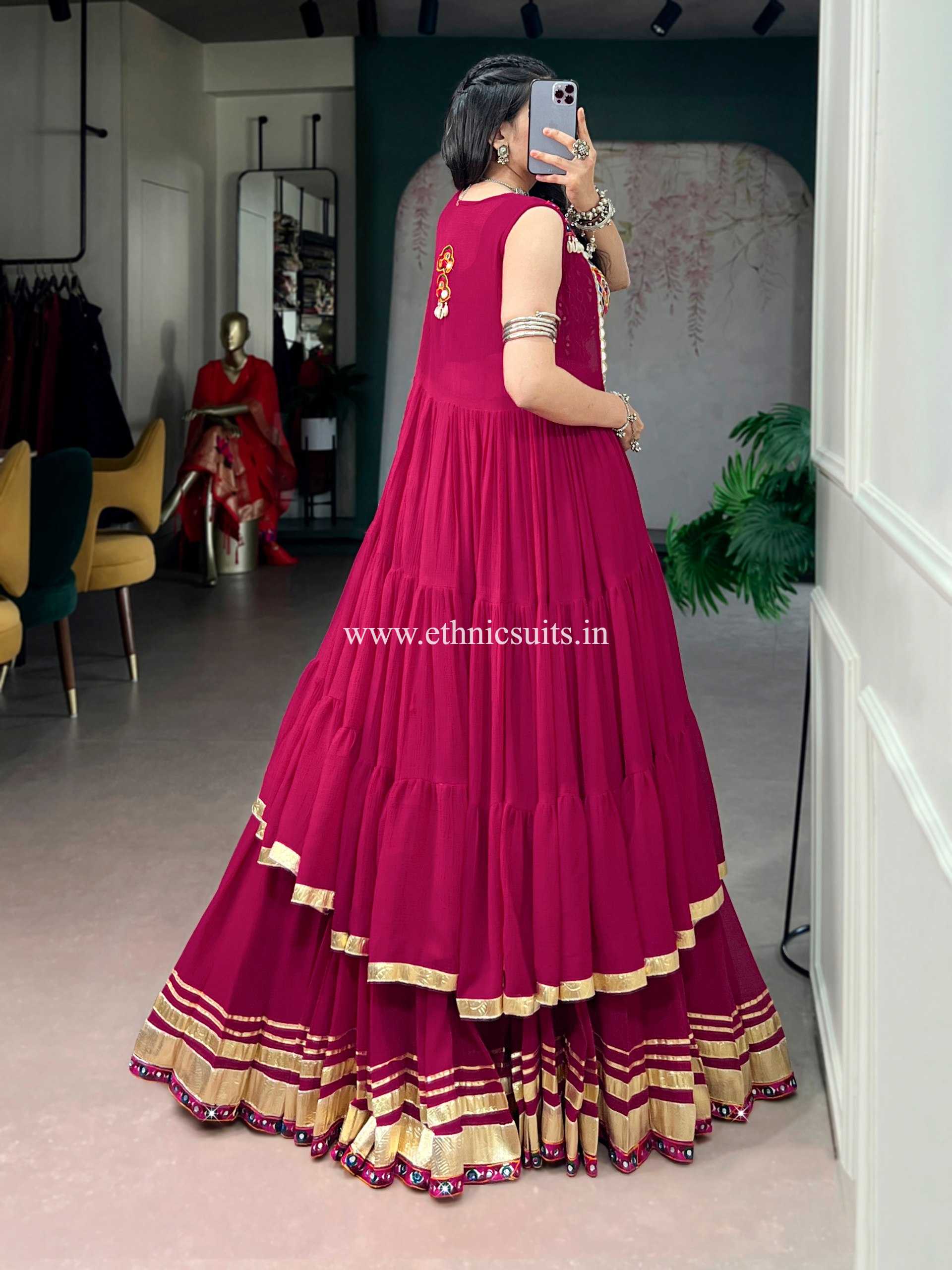 Rani Color Chaniya Choli with Jacket for Navratri