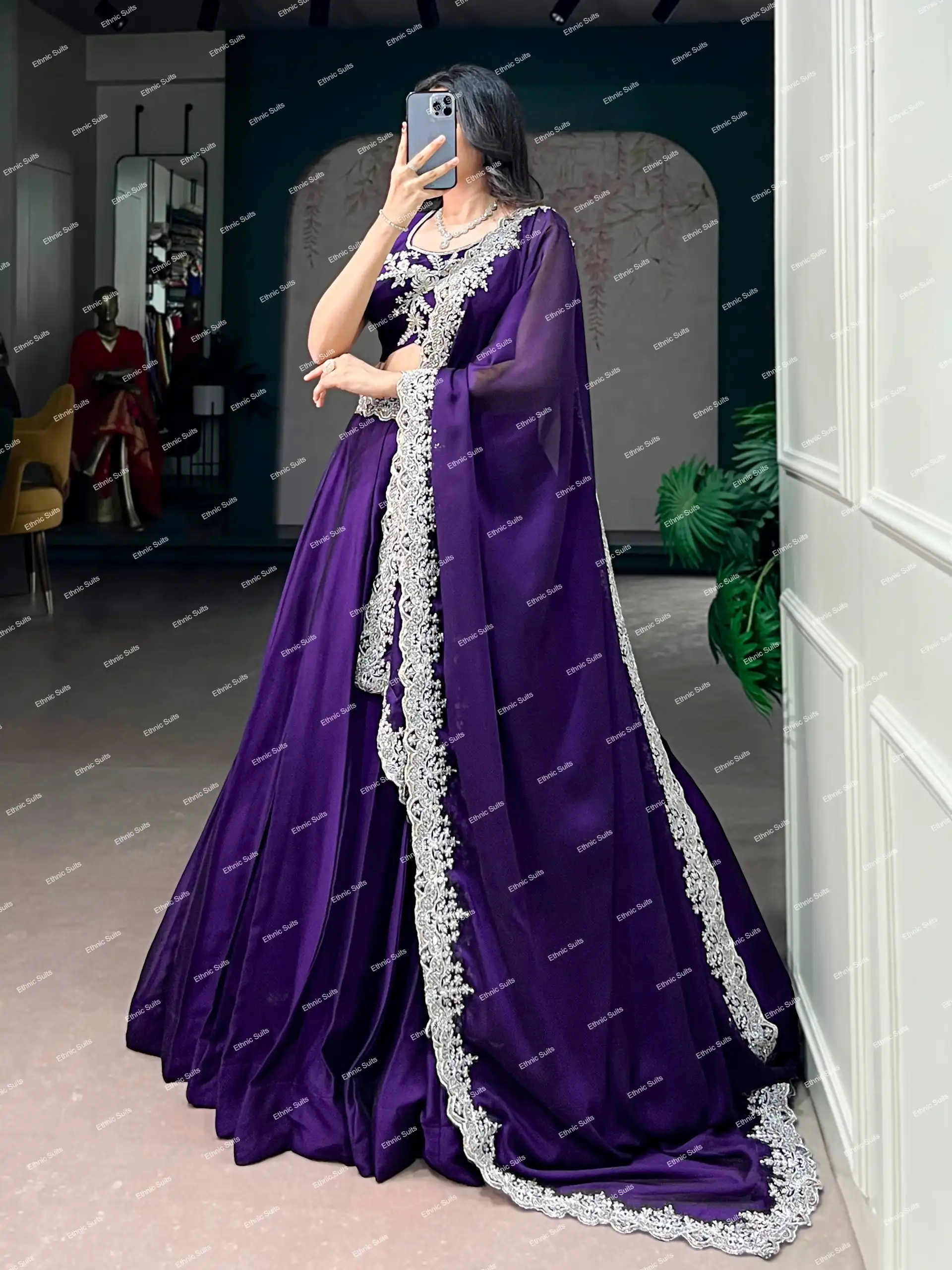 Royal Blue Stylish Lehenga Choli with Minimal Embroidery