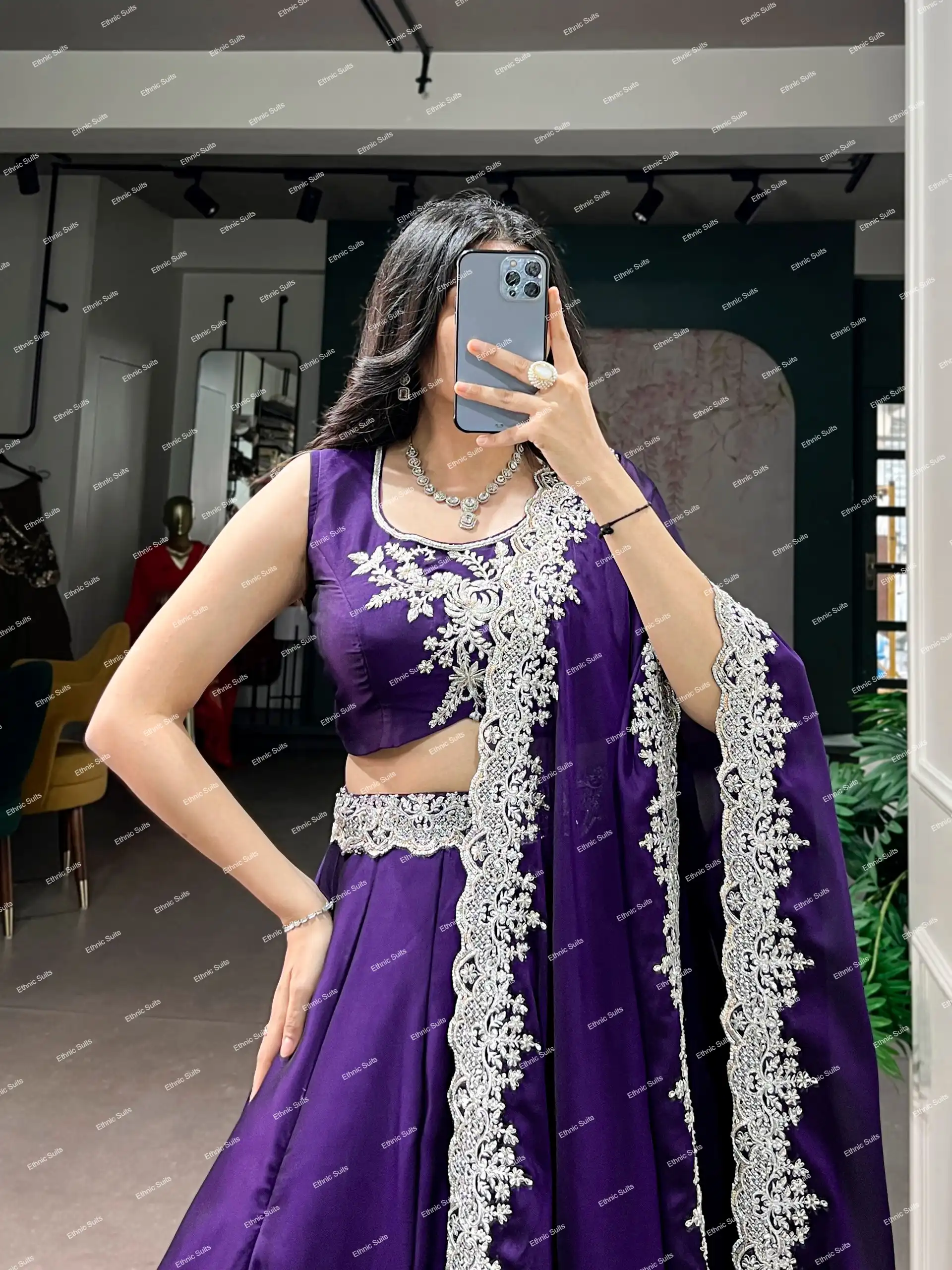 Royal Blue Stylish Lehenga Choli with Minimal Embroidery