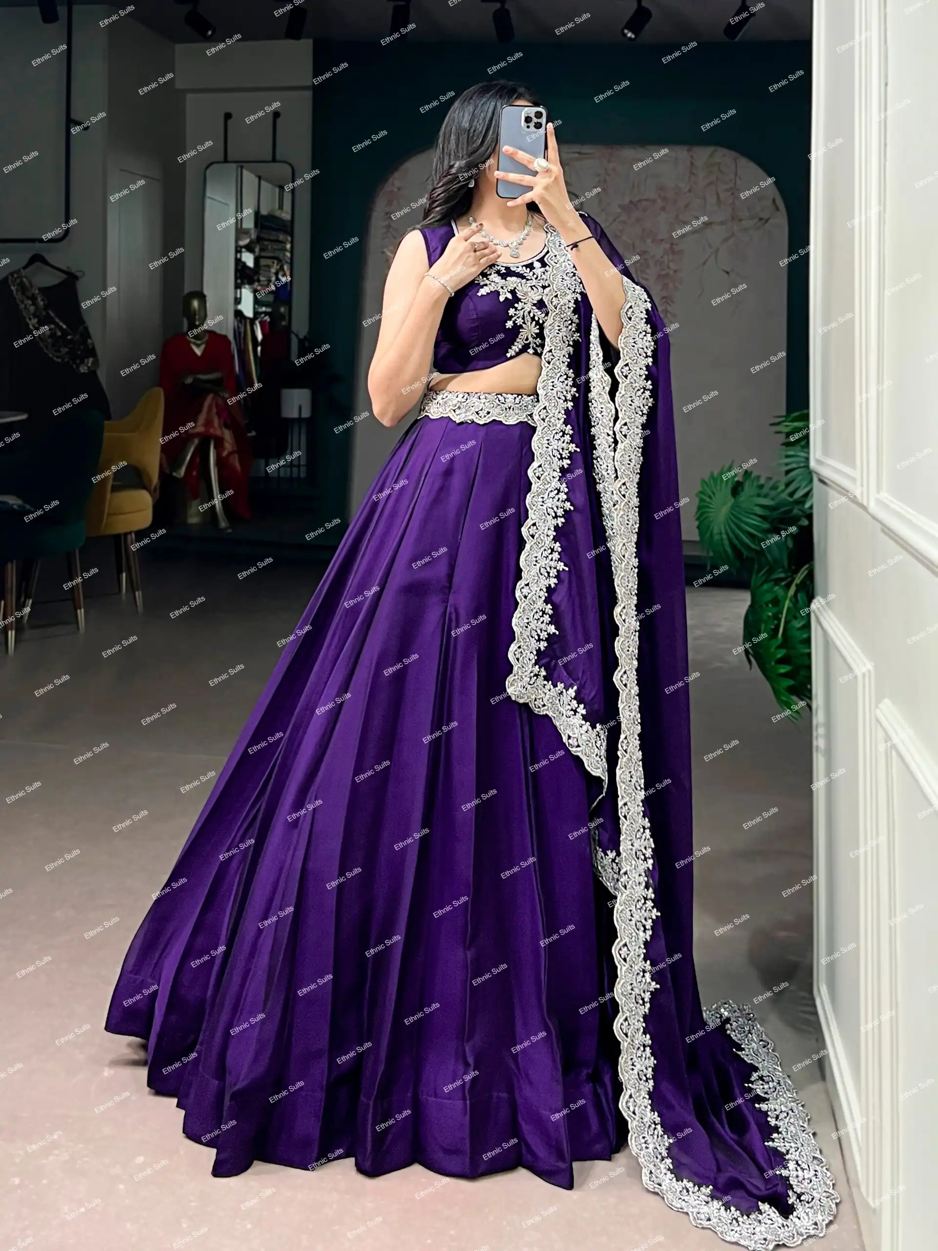 Royal Blue Stylish Lehenga Choli with Minimal Embroidery