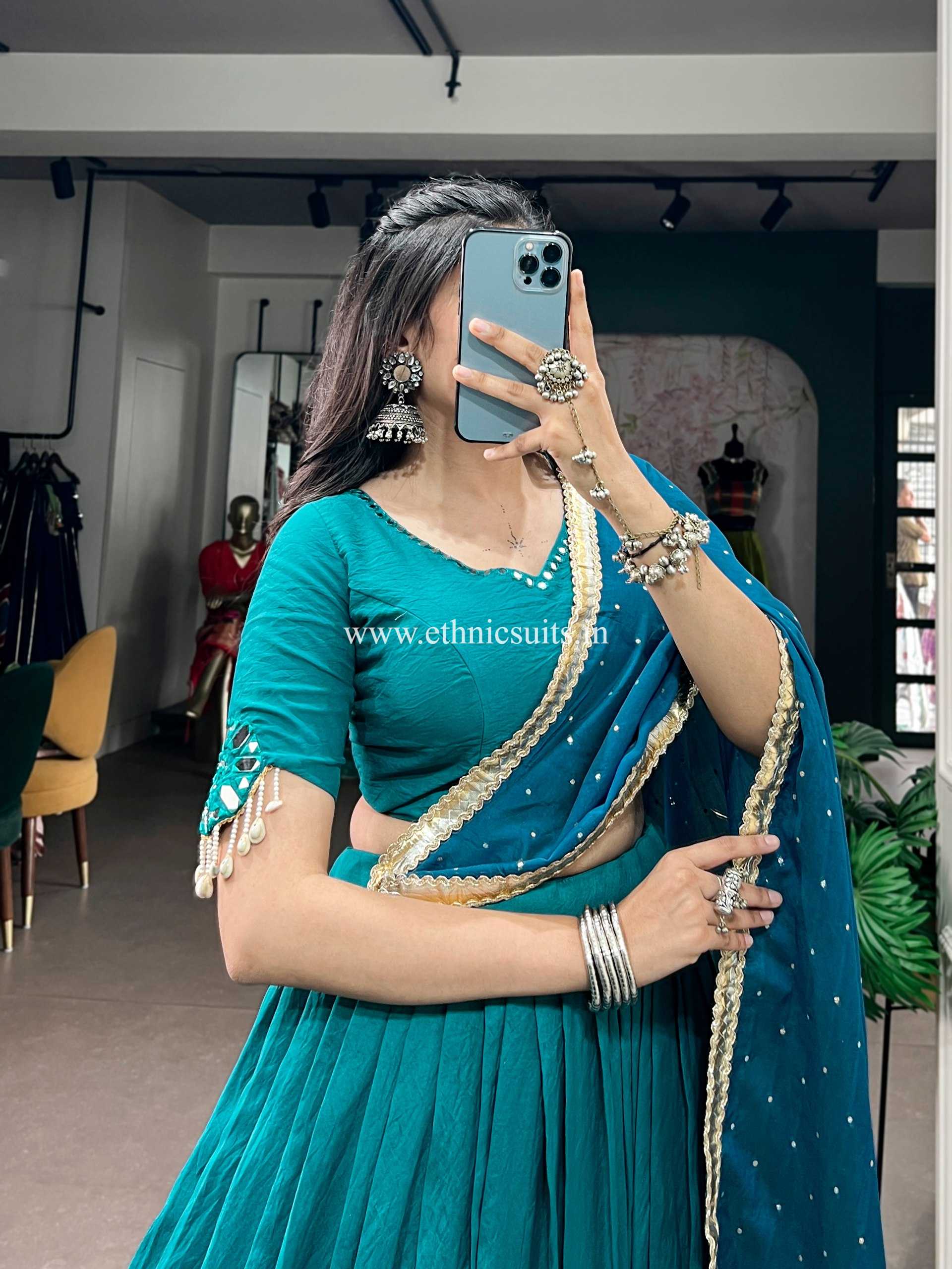 Stylish Blue Color Gotta Patti work Chaniya Choli