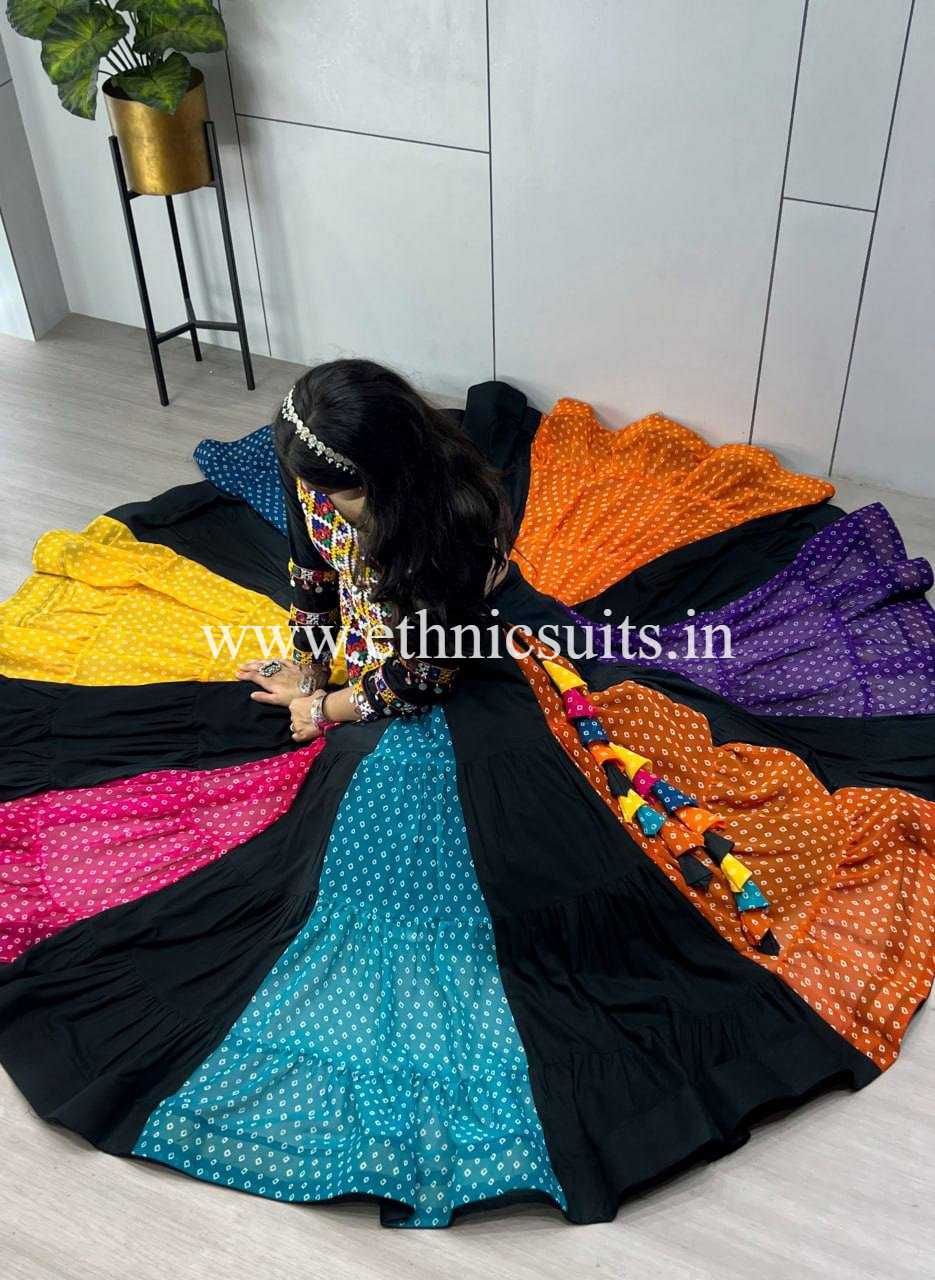 Traditional Chaniya Choli with Bandhni Print and Long Blouse