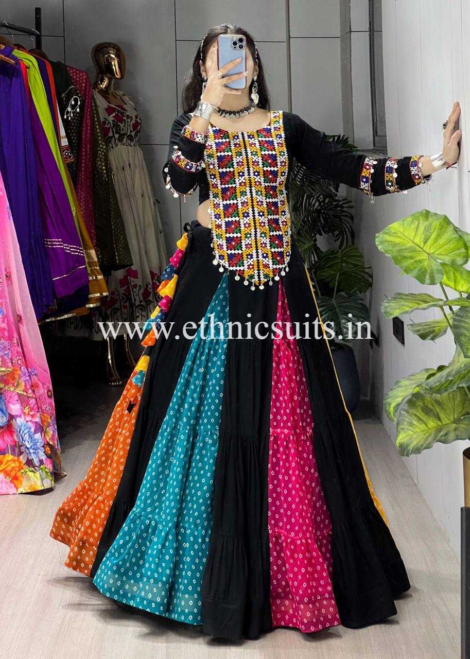 Traditional Chaniya Choli with Bandhni Print and Long Blouse
