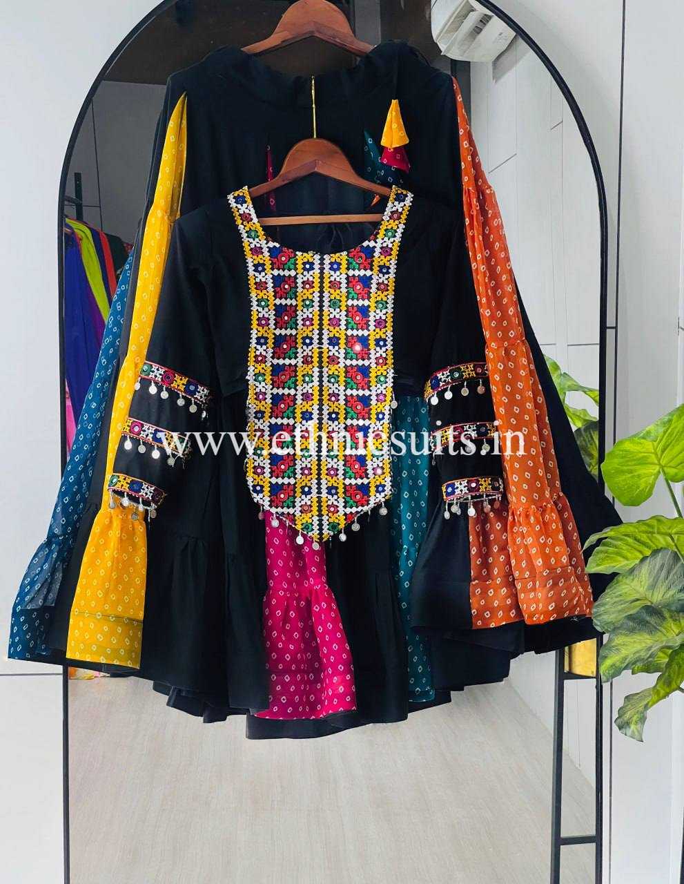 Traditional Chaniya Choli with Bandhni Print and Long Blouse