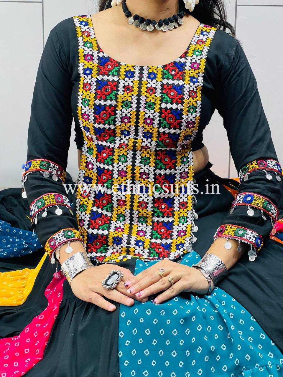 Traditional Chaniya Choli with Bandhni Print and Long Blouse