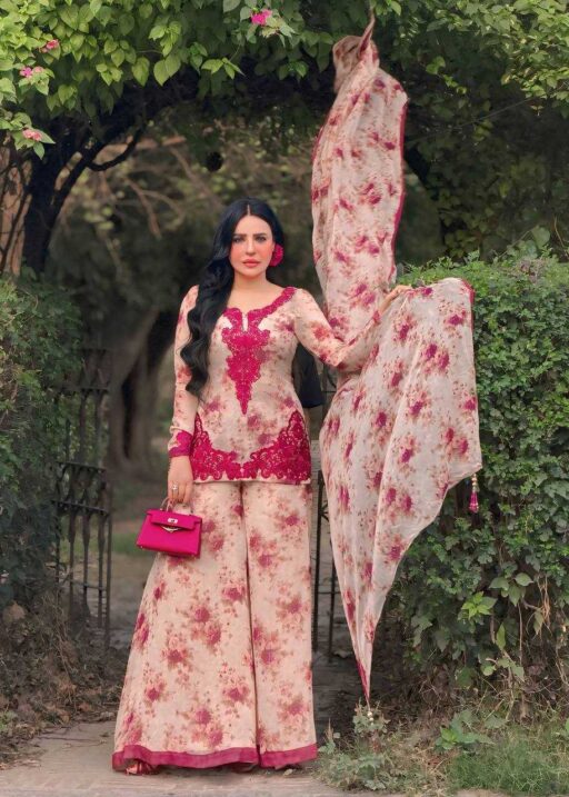 Trending Red Floral Printed Plazzo Salwar Suit