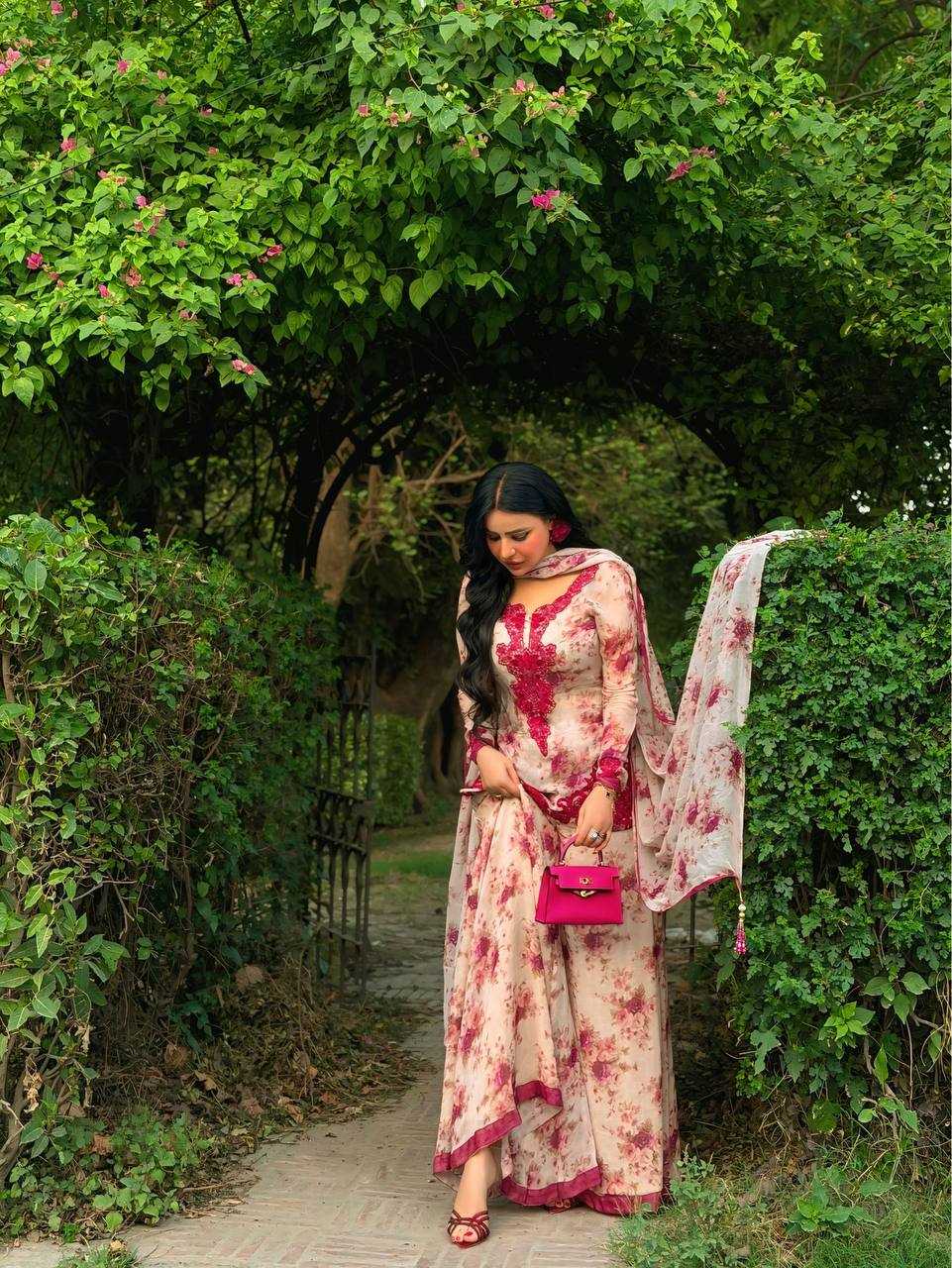Trending Red Floral Printed Plazzo Salwar Suit