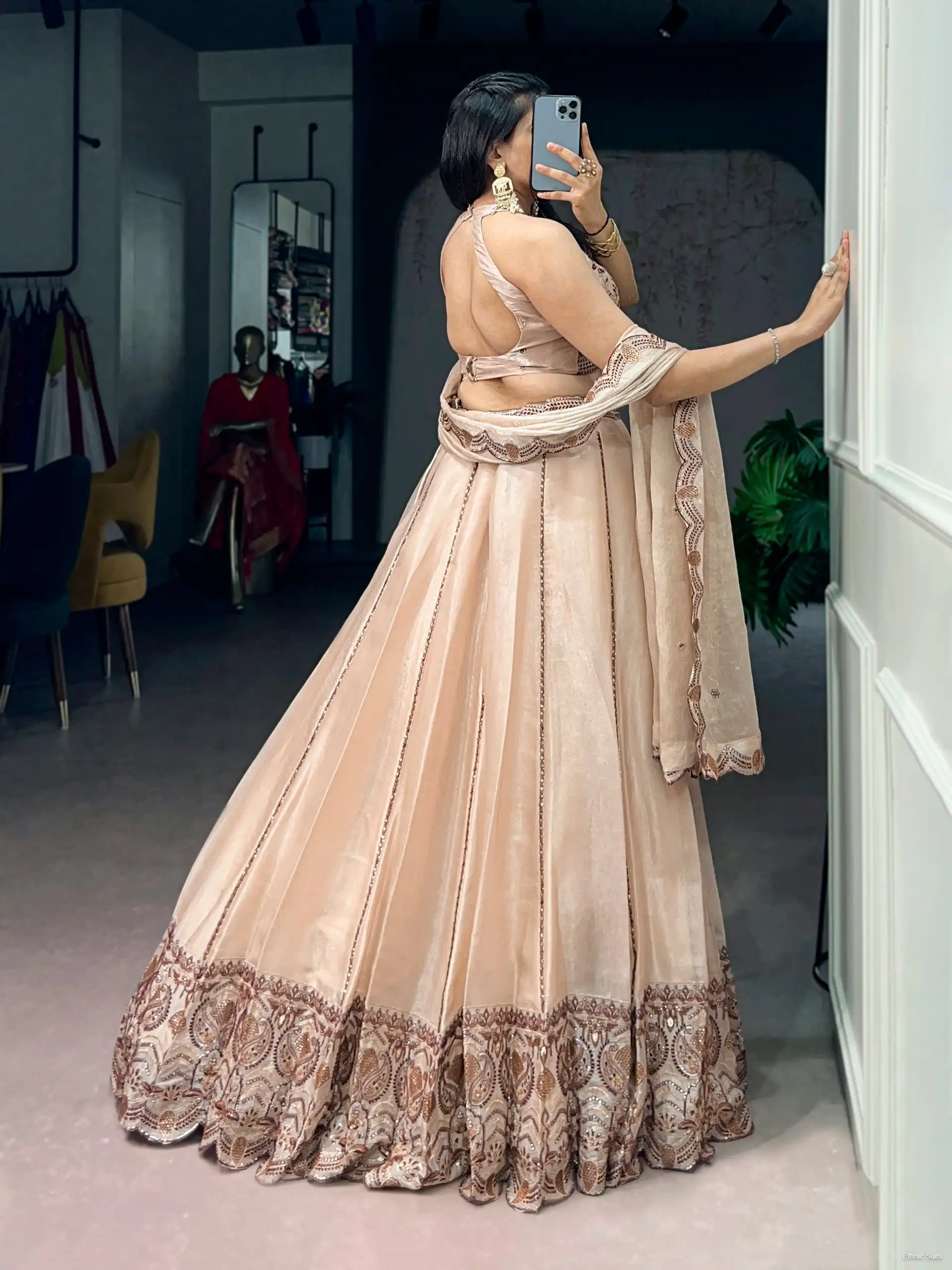 Wedding Special Creme Lehenga Blouse for Women