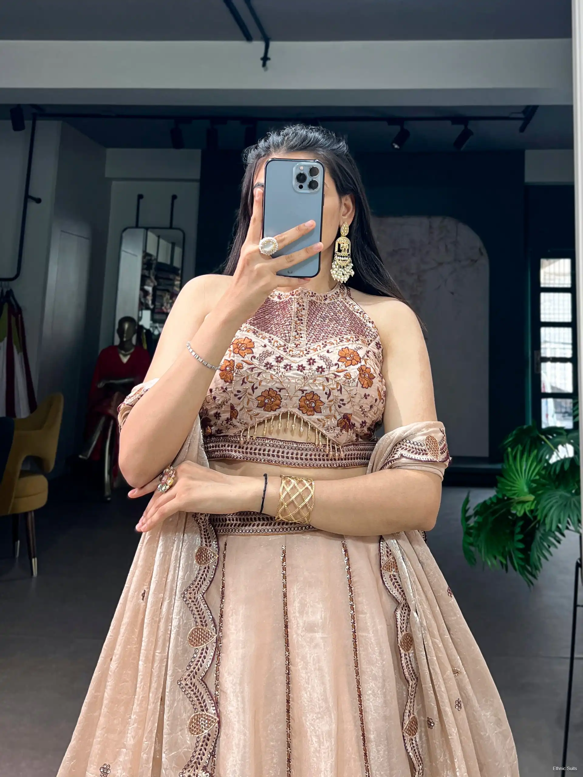 Wedding Special Creme Lehenga Blouse for Women