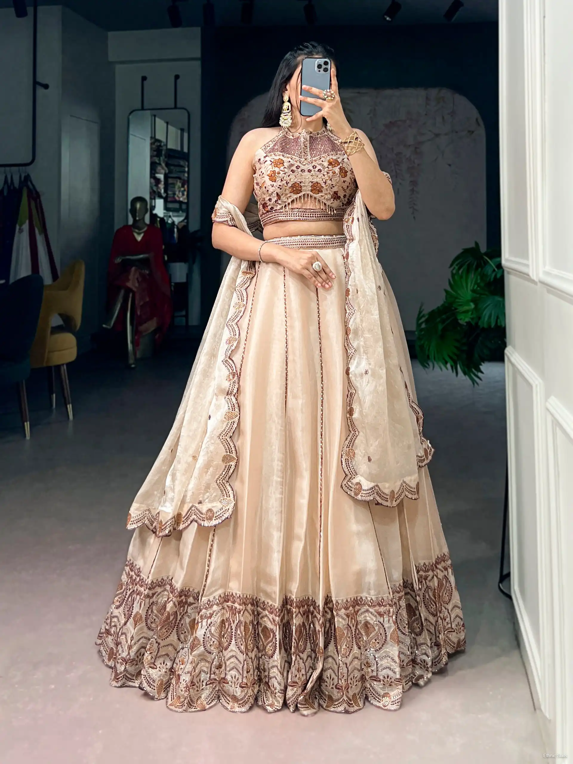 Wedding Special Creme Lehenga Blouse for Women