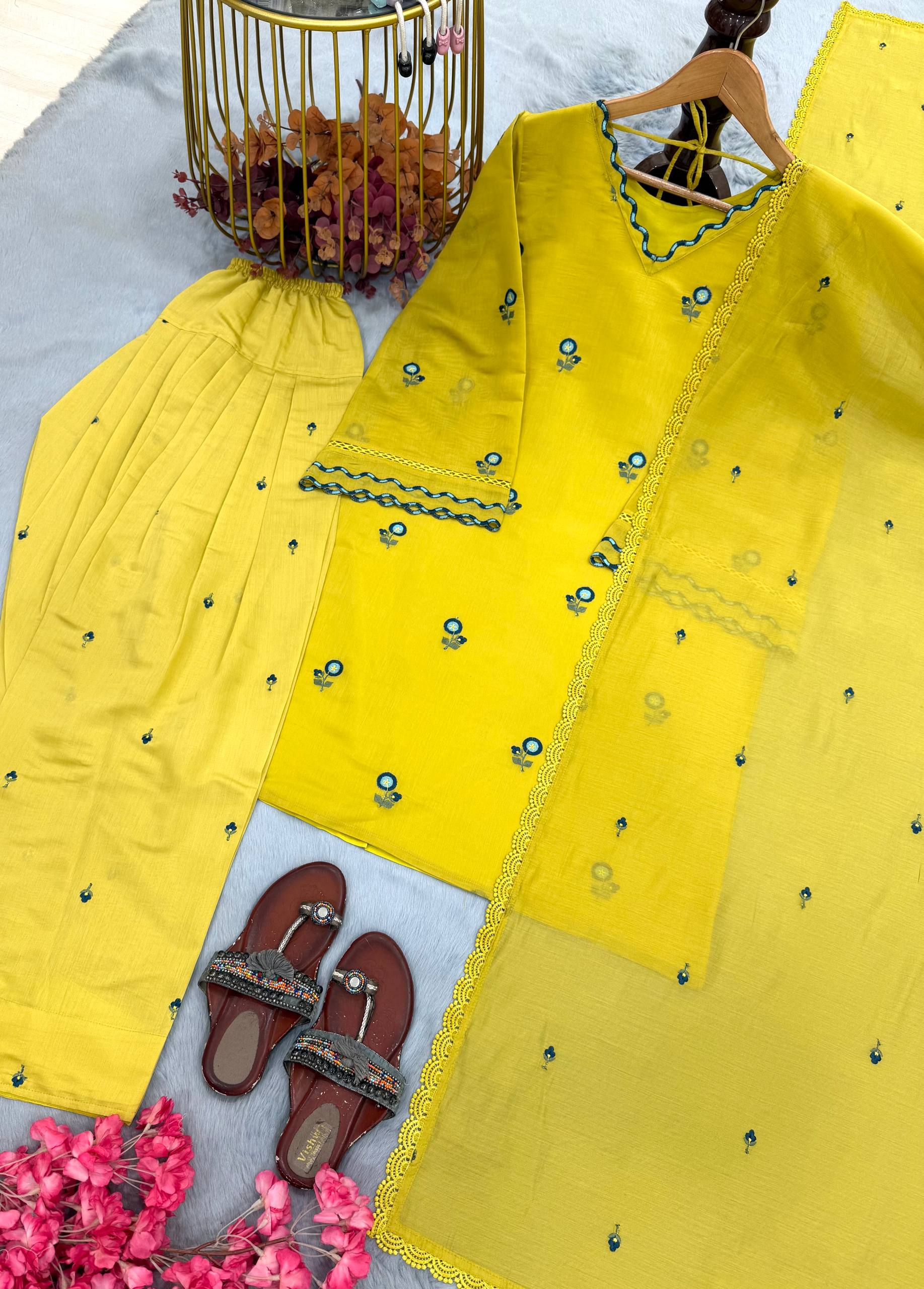 Yellow Color Farsi Salwar Suit