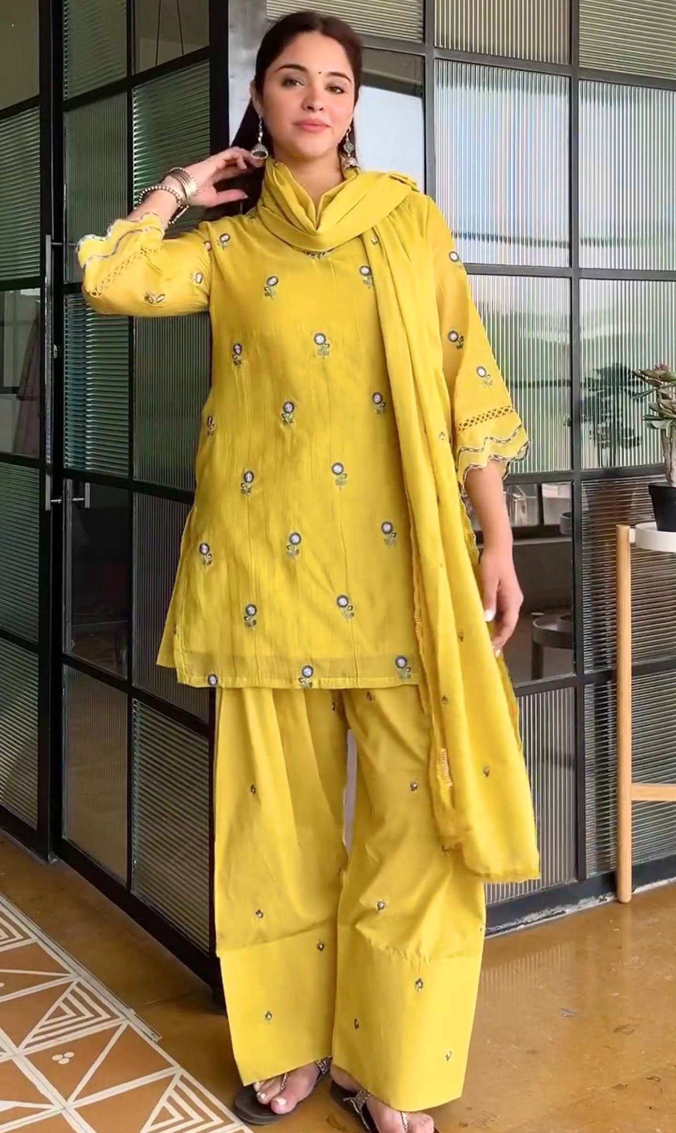 Yellow Color Farsi Salwar Suit
