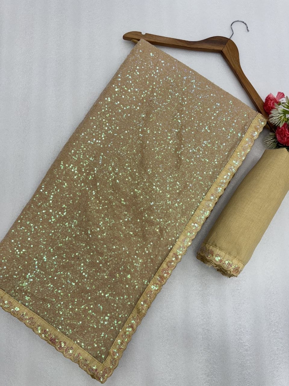 Neeta Ambani Inspired Golden Color Sequence Saree