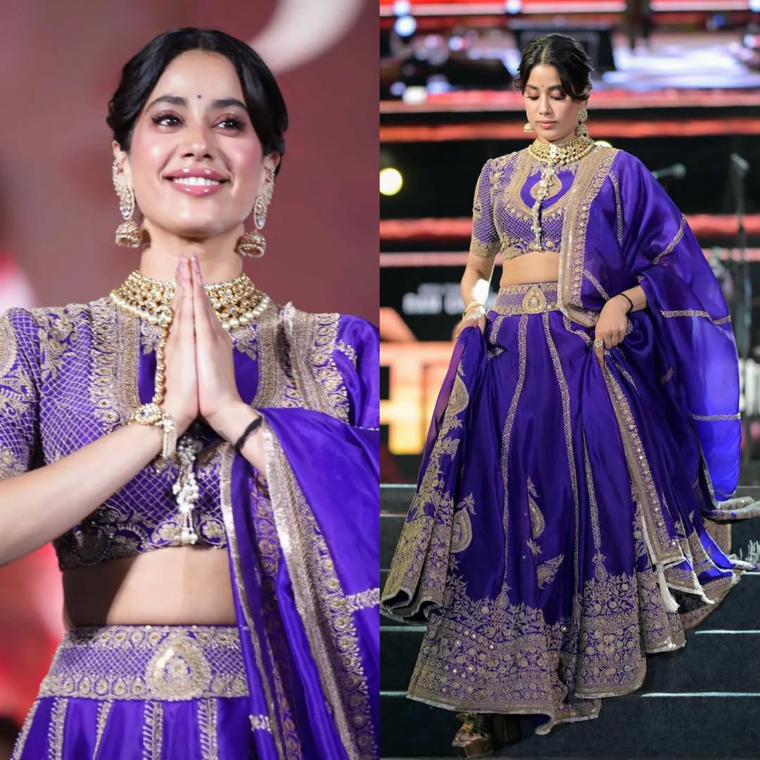 Jhanvi Kapoor Inspired Purple Lehenga Blouse