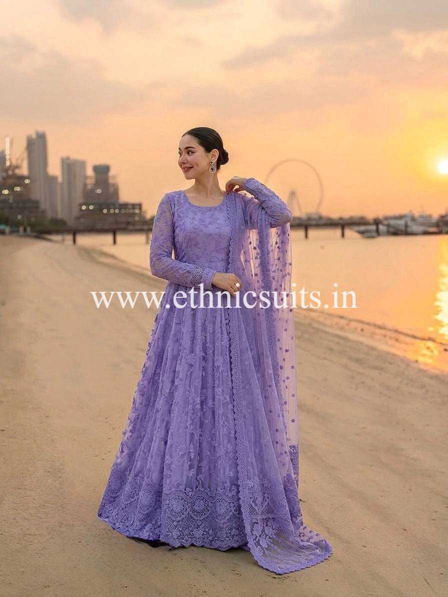 Hania Amir Inspired Blue Anarkali Suit