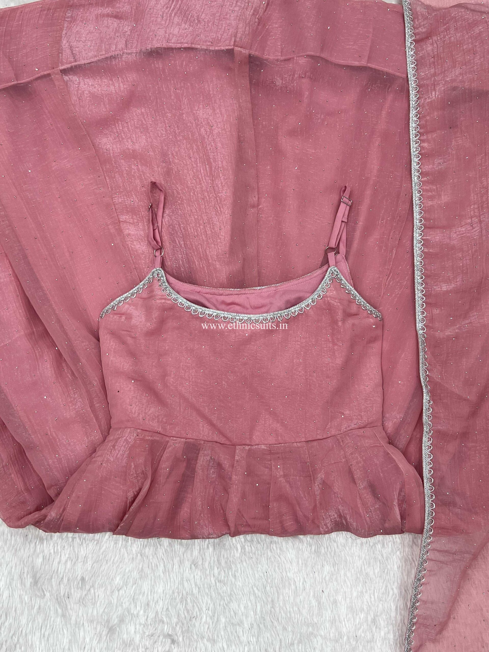 Baby Pink Sleeveless Anarkali Dress for Girls