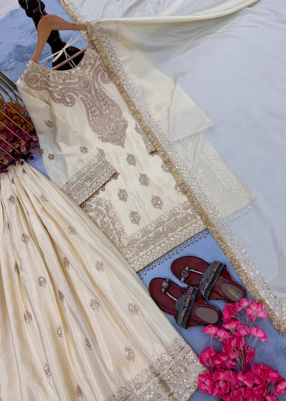 Creme Wedding Sharara Set