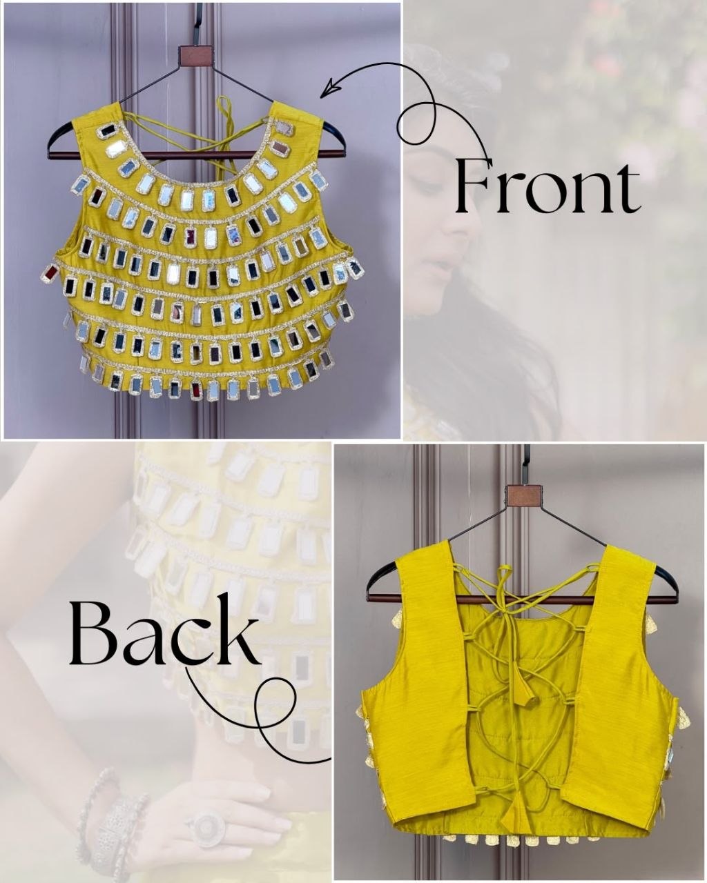 Classic Mustard Yellow Blouse with Real Mirror Handwork