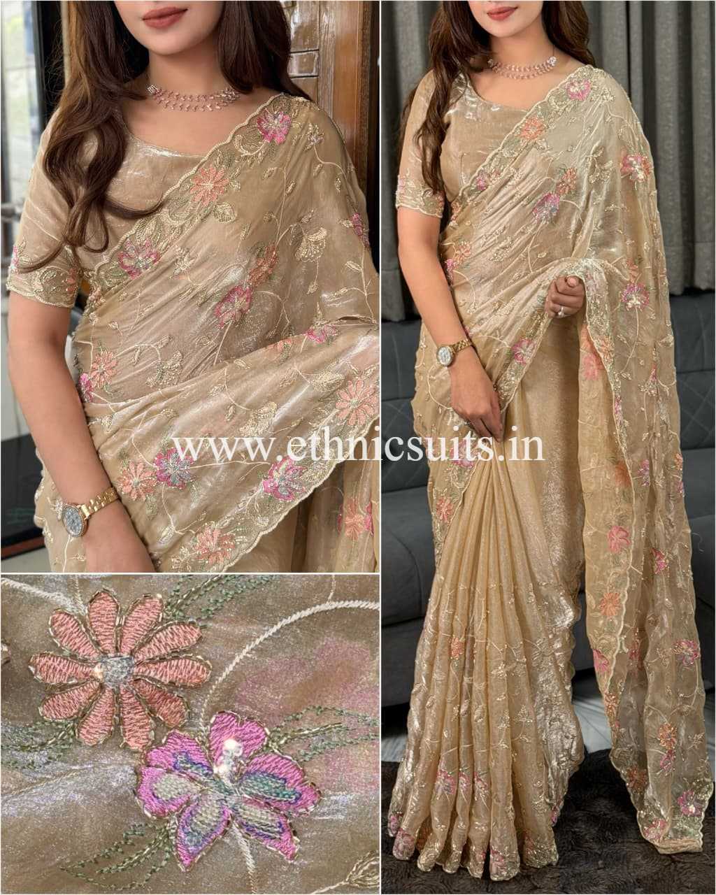 Dusky Colored Party Wear Saree