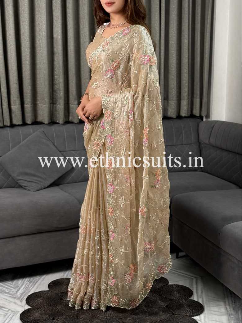 Dusky Colored Party Wear Saree