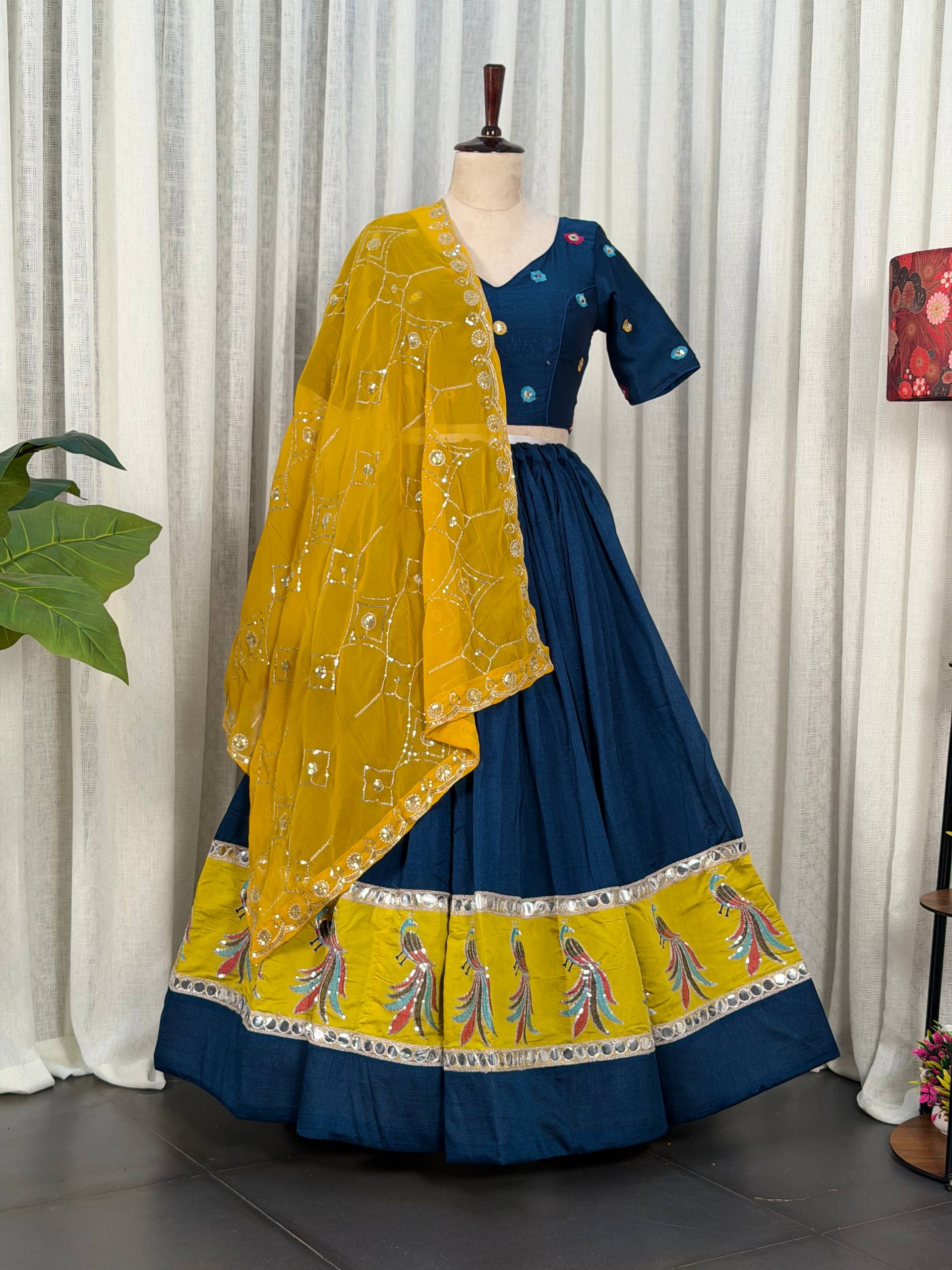 Midnight Navy Blue Readymade Chaniya Choli Under 2000