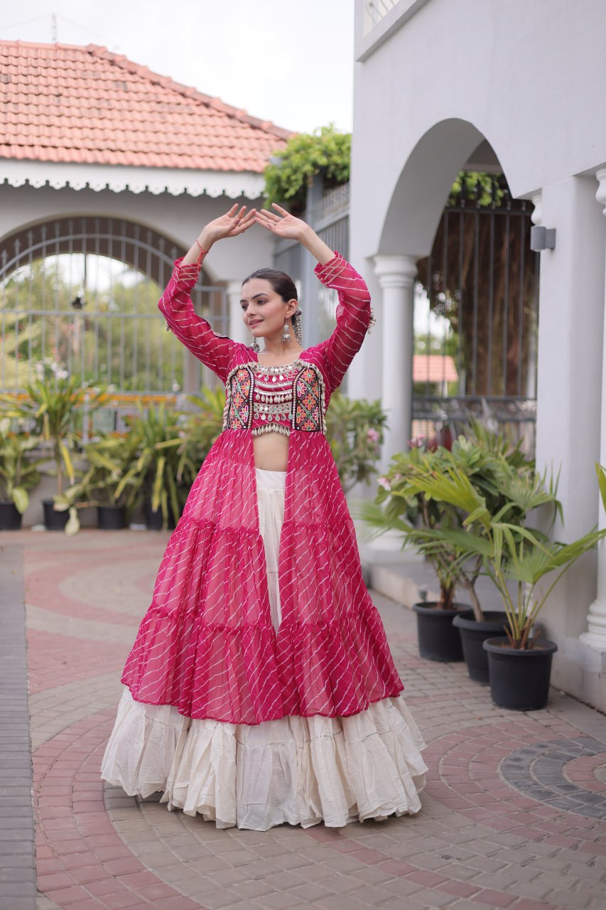Navratri Special Bandhni Kurti With Chaniya Choli