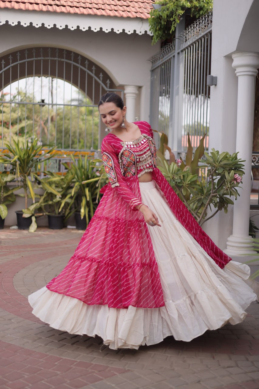 Navratri Special Bandhni Kurti With Chaniya Choli
