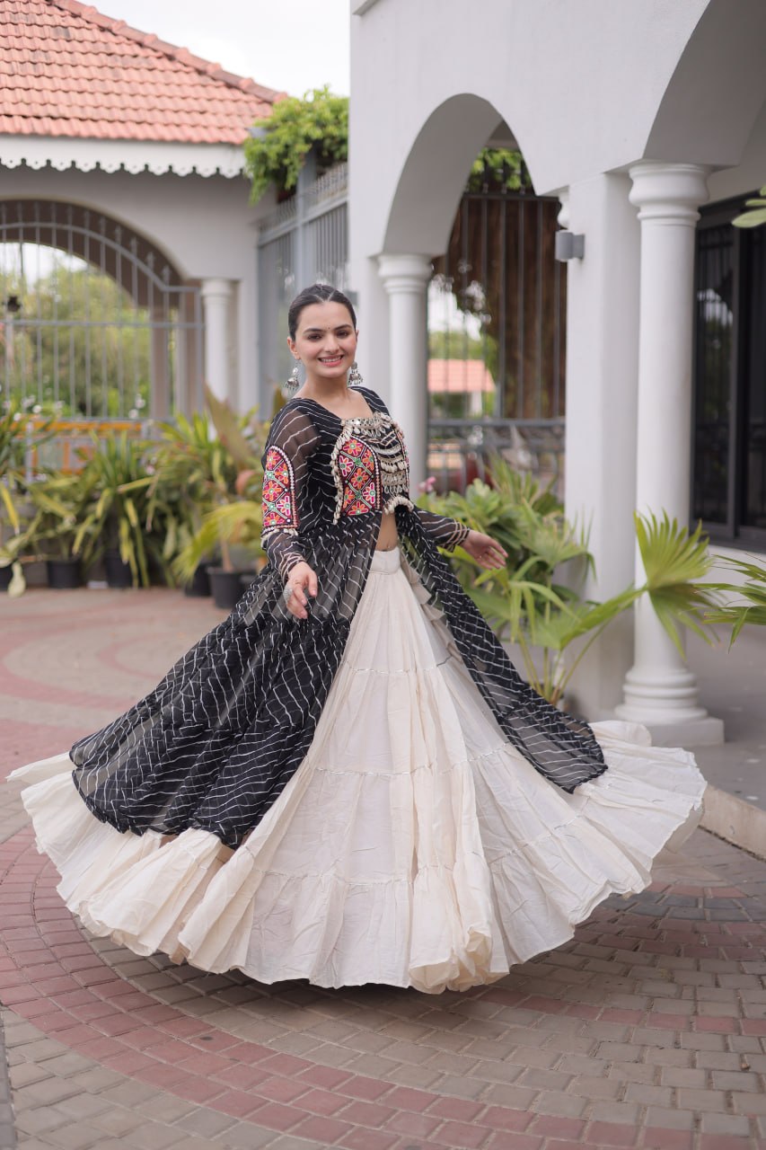 Navratri Special Black Long Kurti with Chaniya