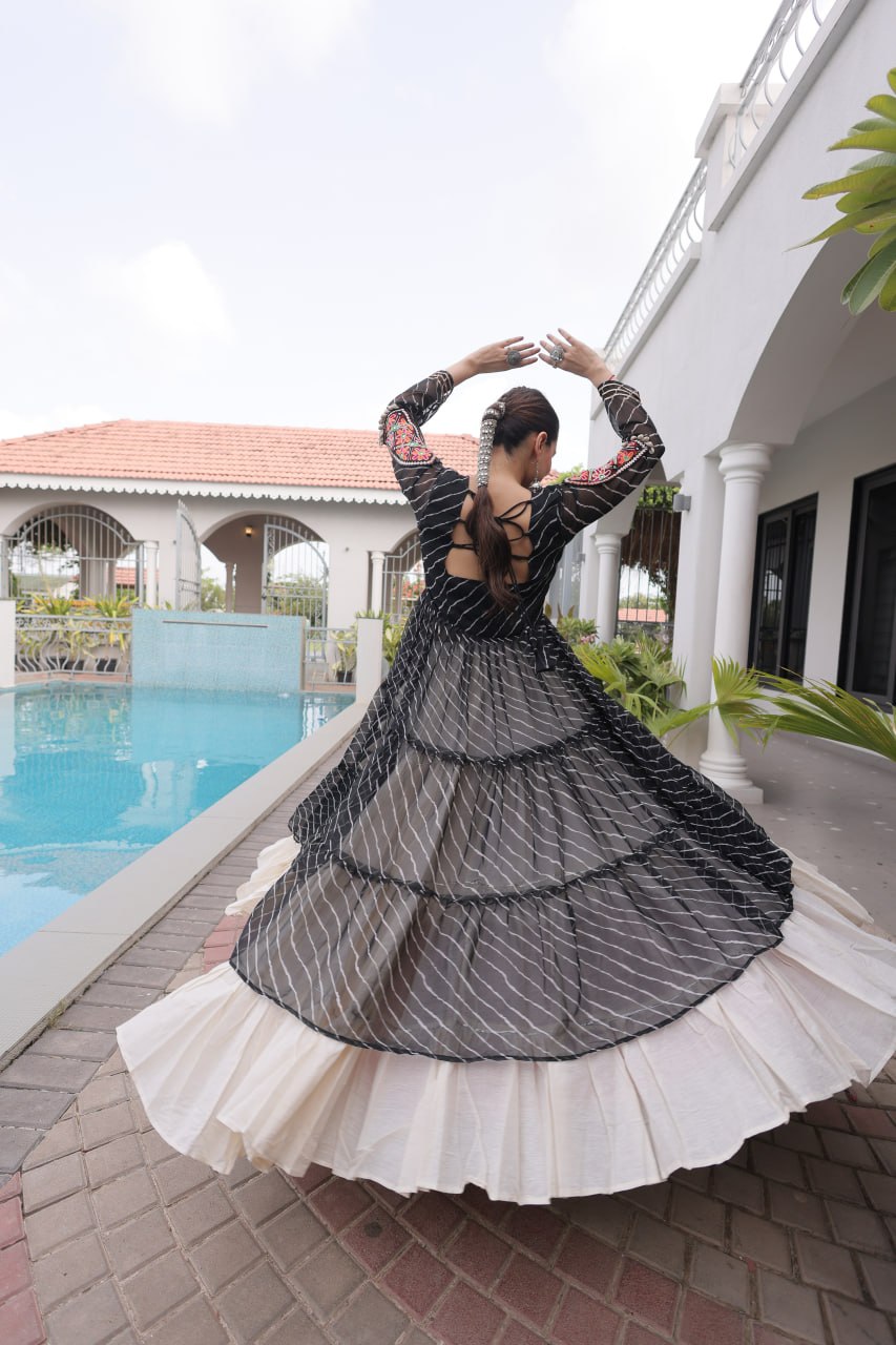 Navratri Special Black Long Kurti with Chaniya