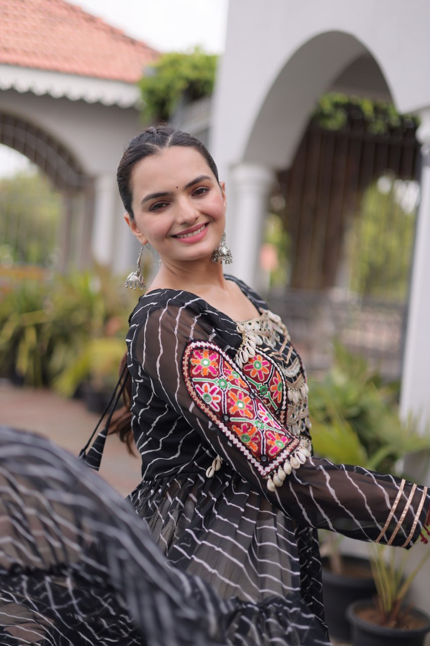 Navratri Special Black Long Kurti with Chaniya