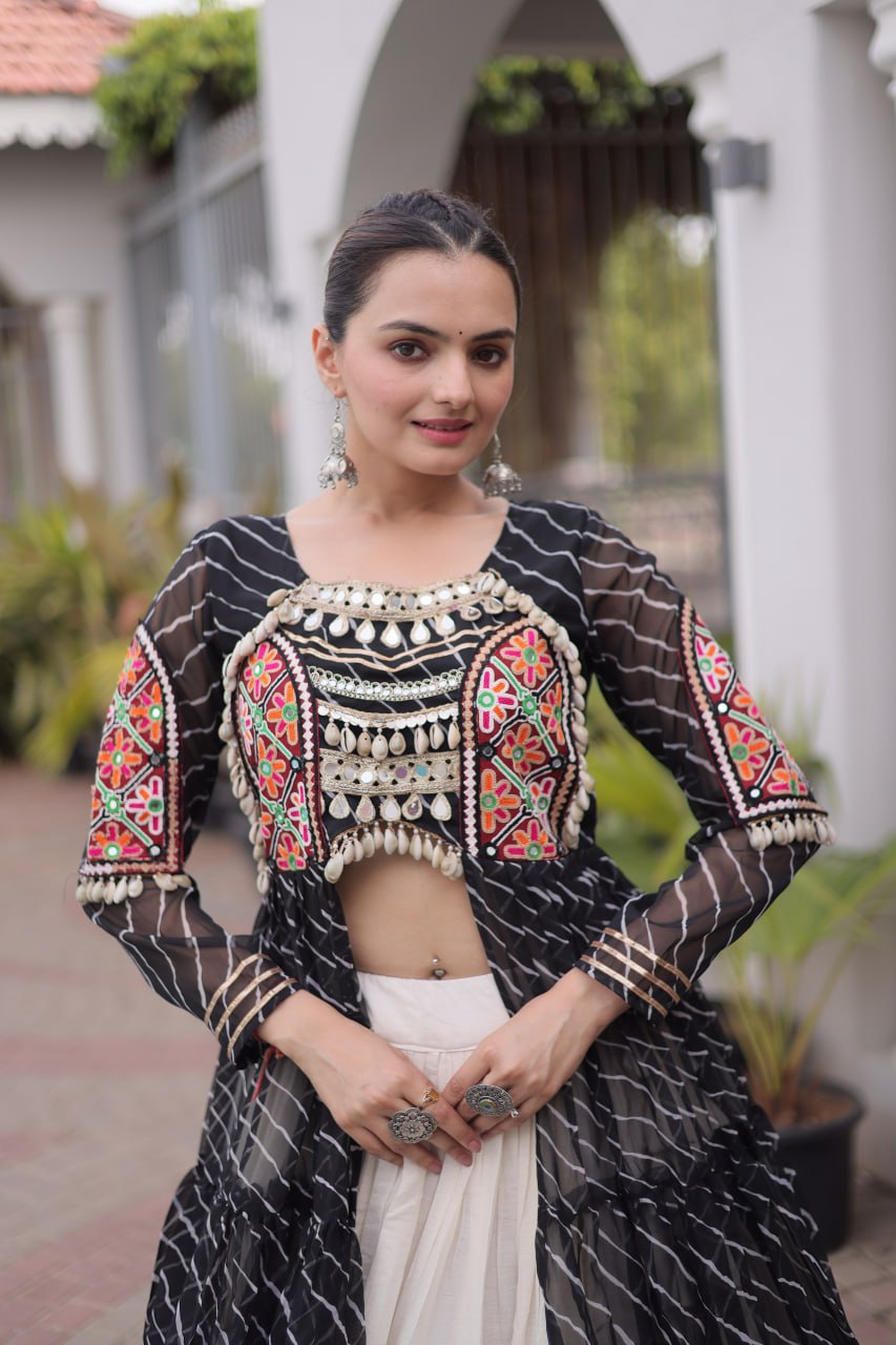 Navratri Special Black Long Kurti with Chaniya