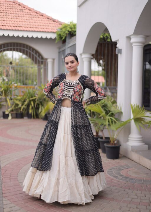Navratri Special Black Long Kurti with Chaniya