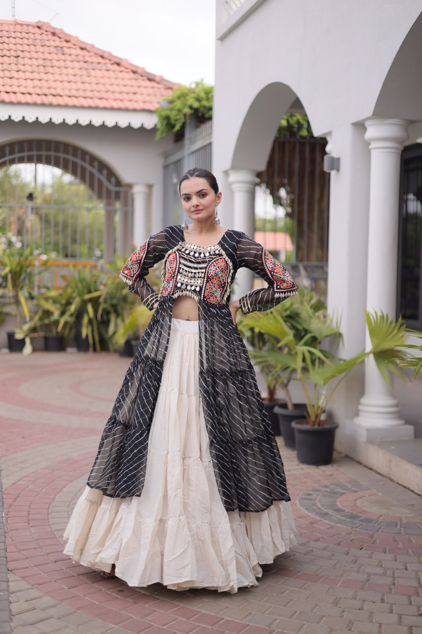 Navratri Special Black Long Kurti with Chaniya