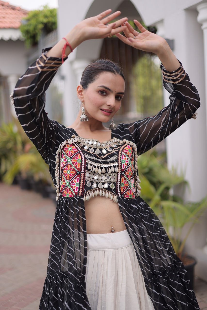 Navratri Special Black Long Kurti with Chaniya