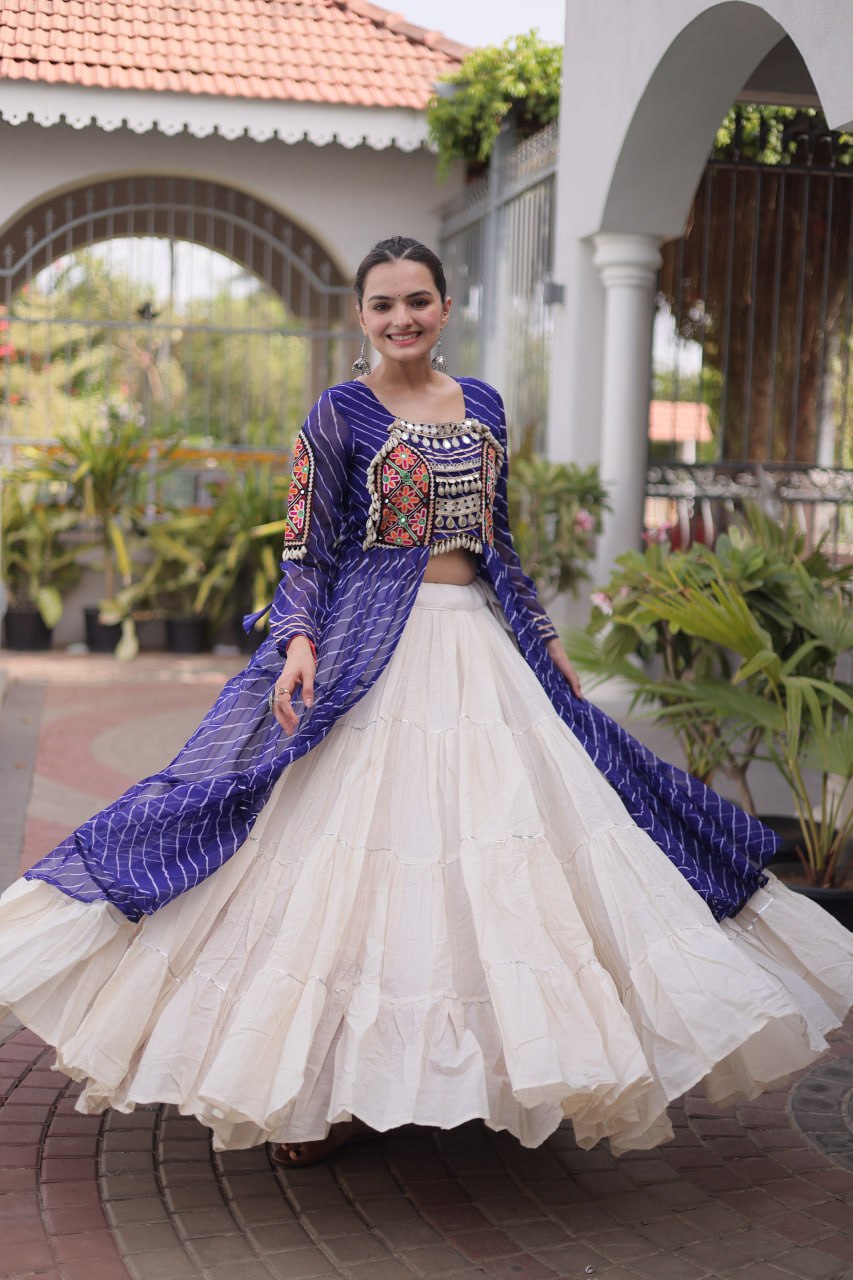 Navratri Special Laheriya Printed Kurti with Lehenga
