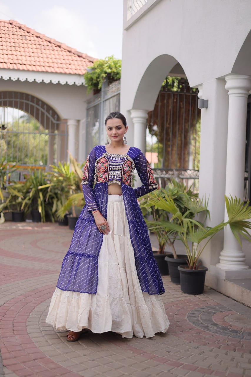 Navratri Special Laheriya Printed Kurti with Lehenga