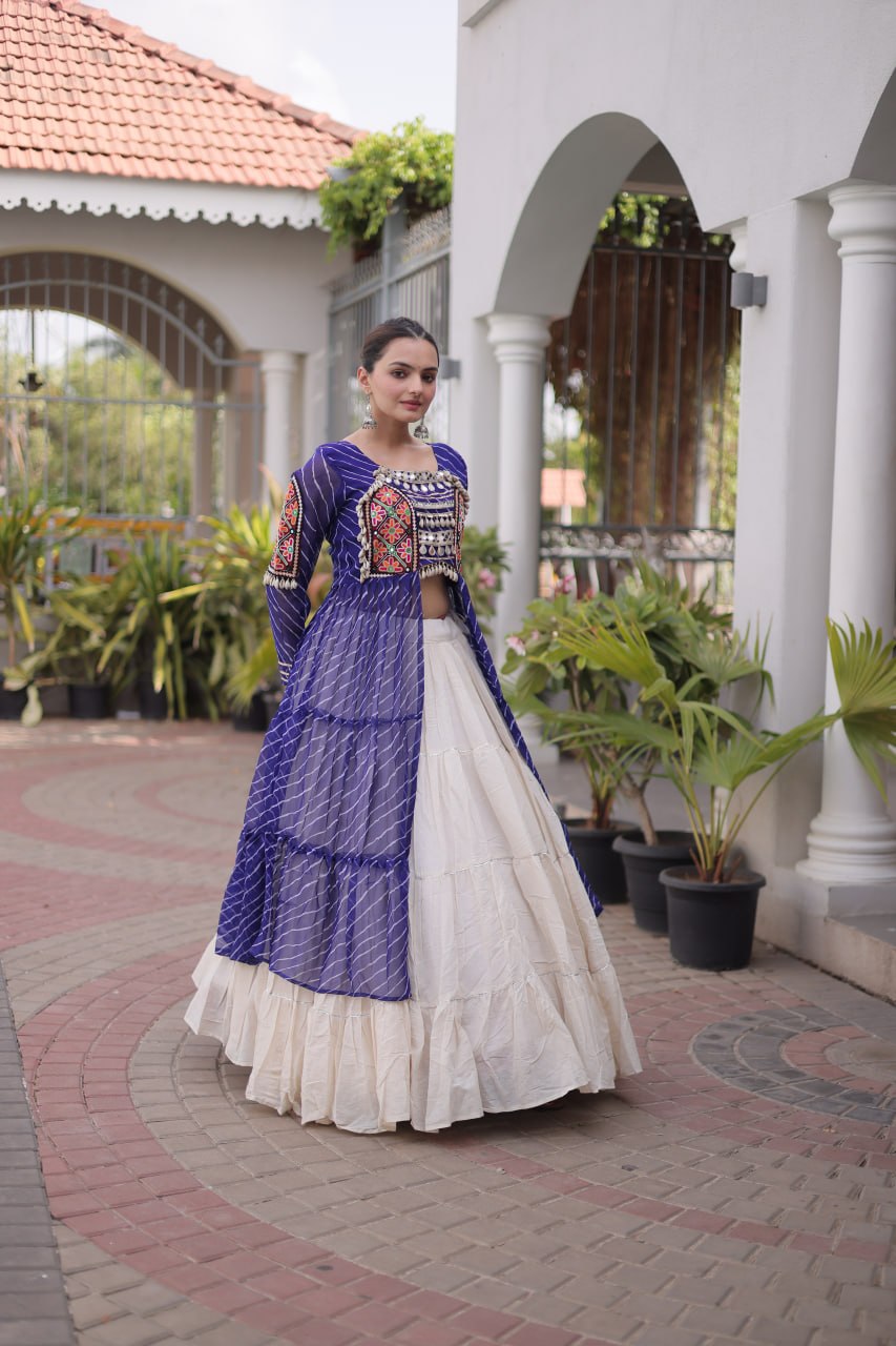 Navratri Special Laheriya Printed Kurti with Lehenga