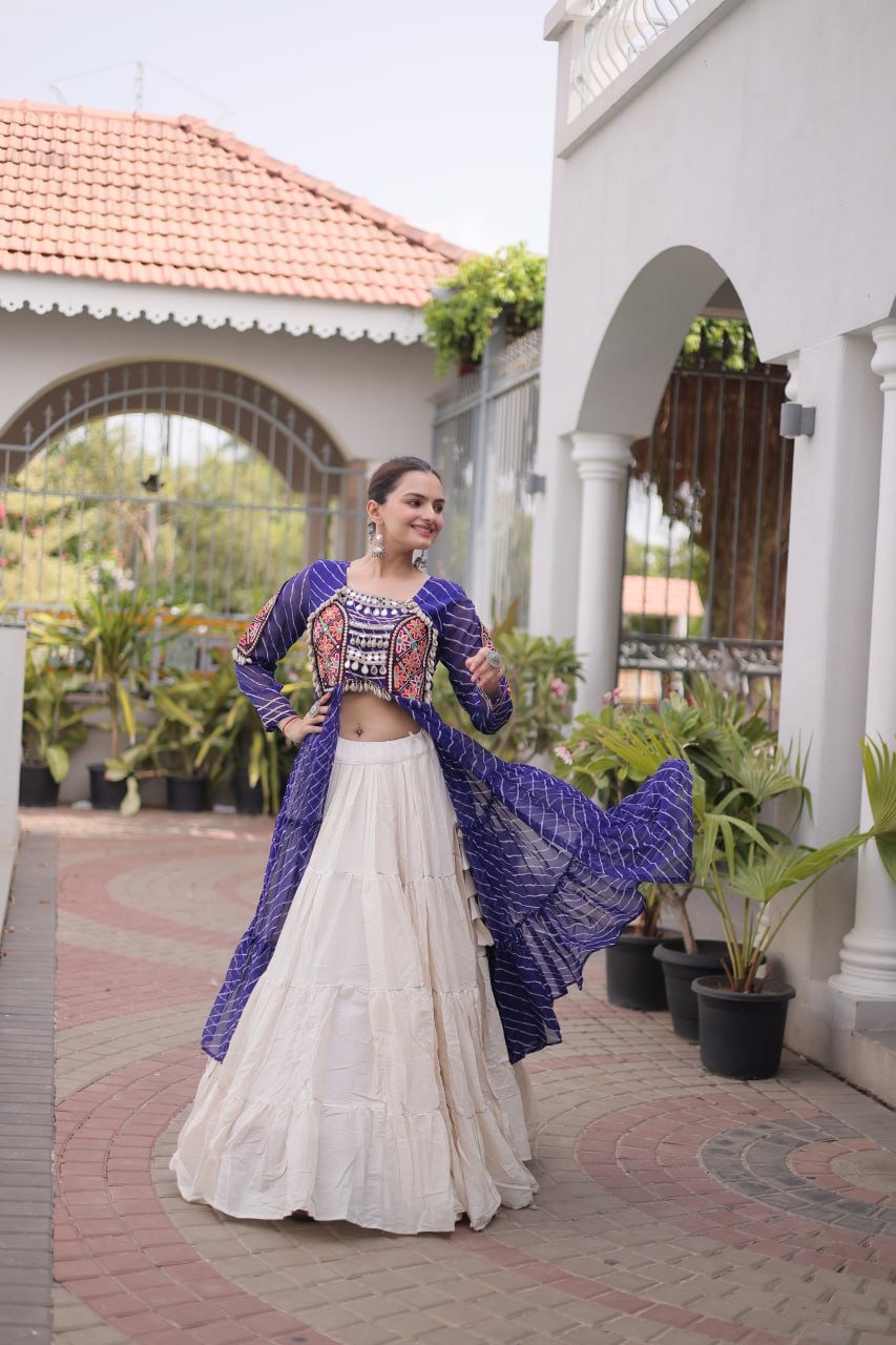 Navratri Special Laheriya Printed Kurti with Lehenga