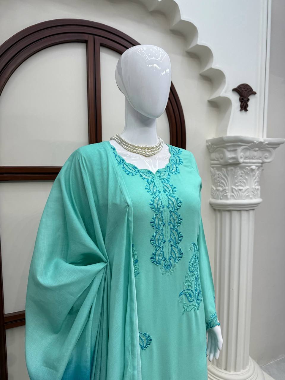 Sidra Ismail Inspired Aqua Blue Straight Suit