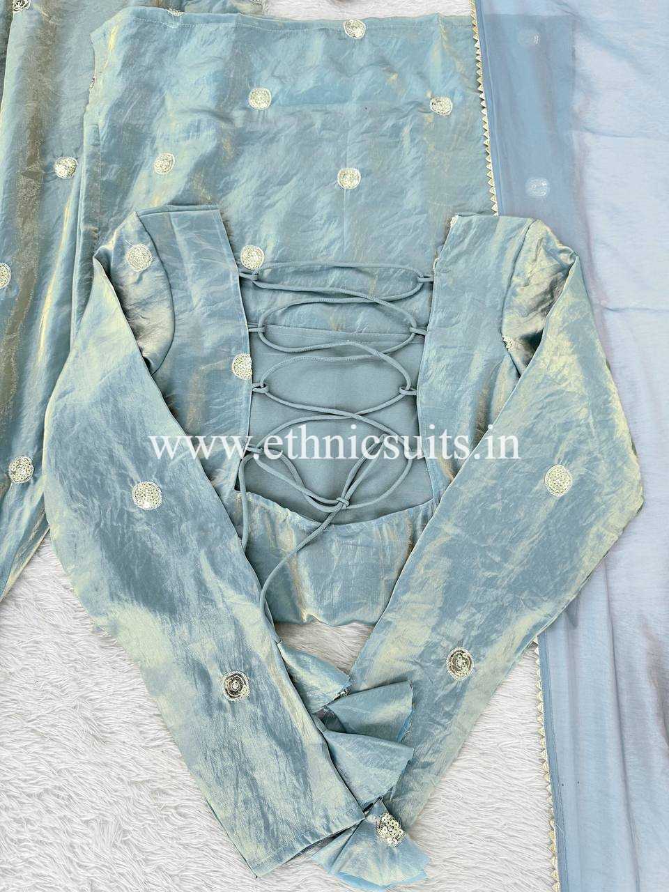 Sky Blue Silk Suit for Girls