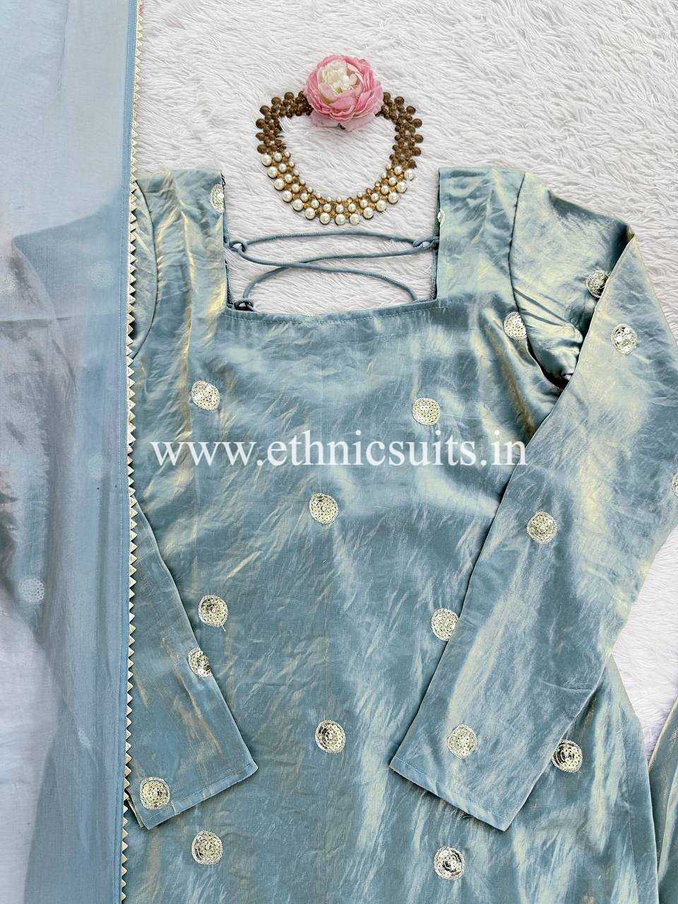 Sky Blue Silk Suit for Girls