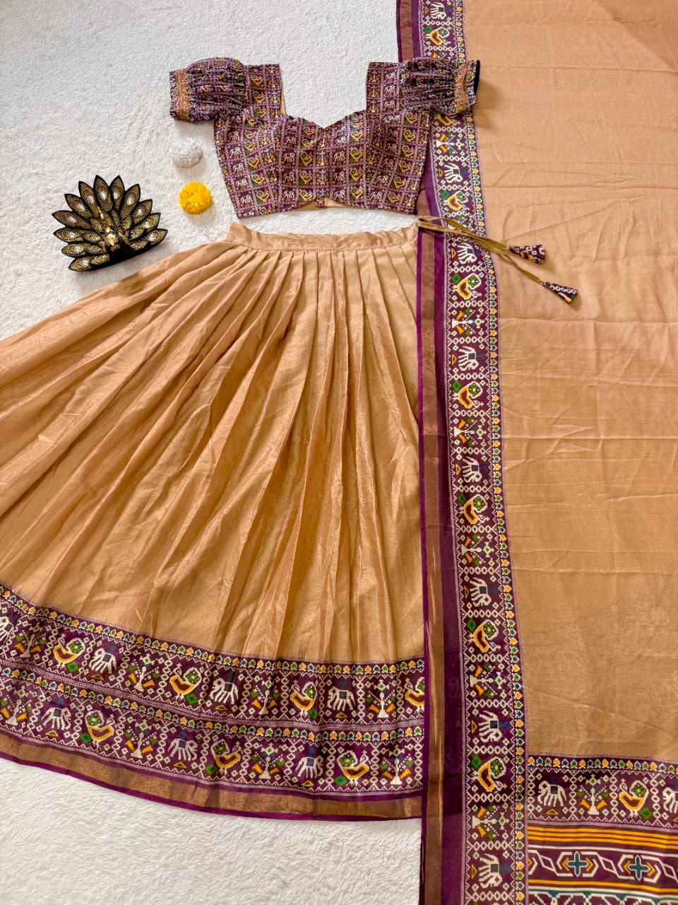 Trending Beige Color Patola Printed Lehenga Choli