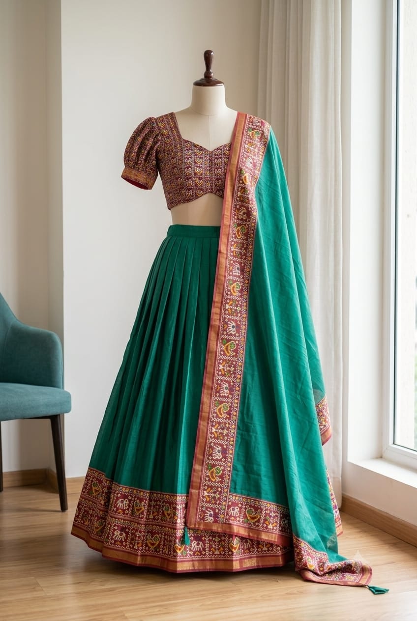 Trending Green Patola Printed Lehenga Choli