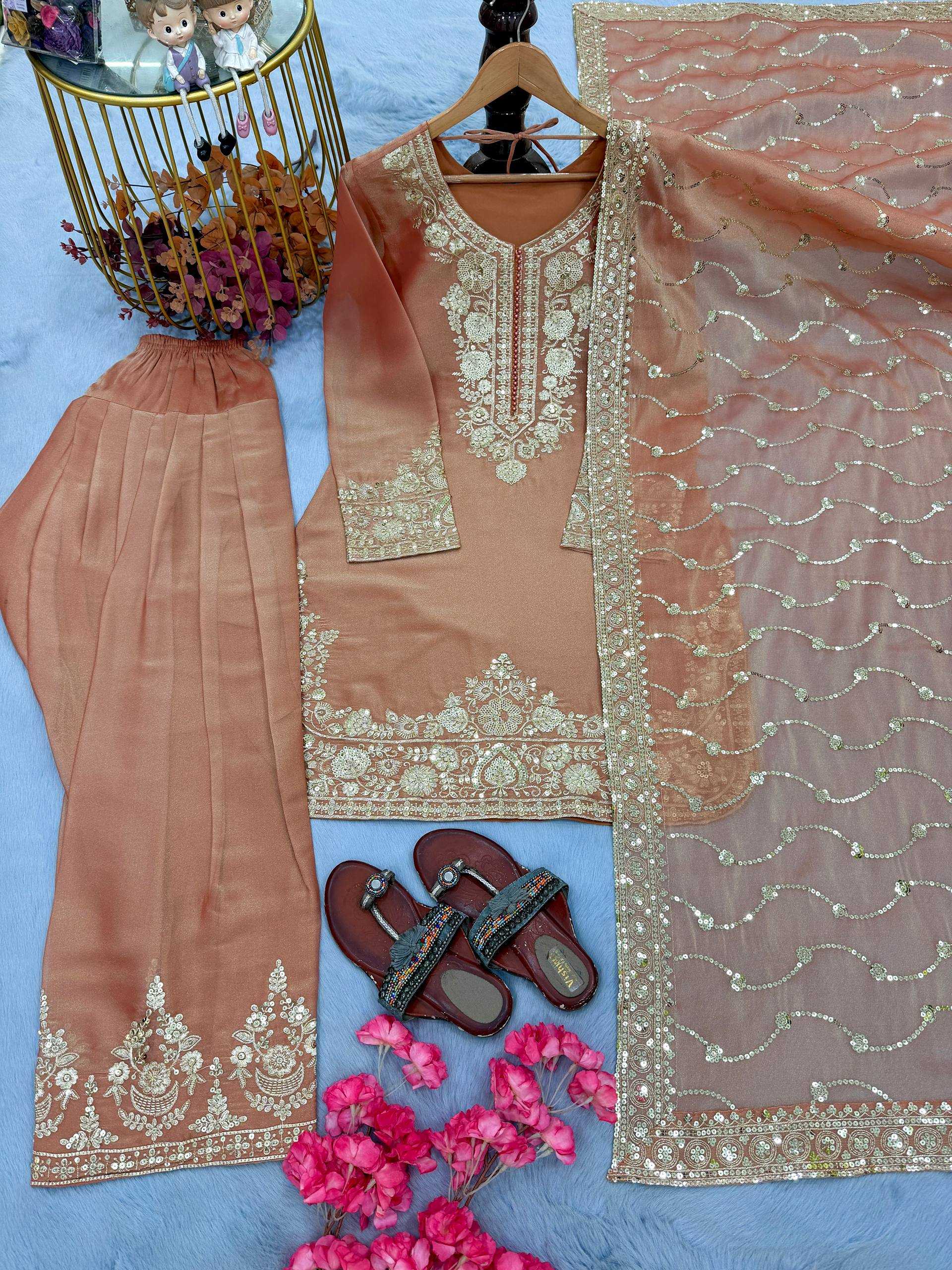 Wedding Special Orange Farsi Salwar Suit