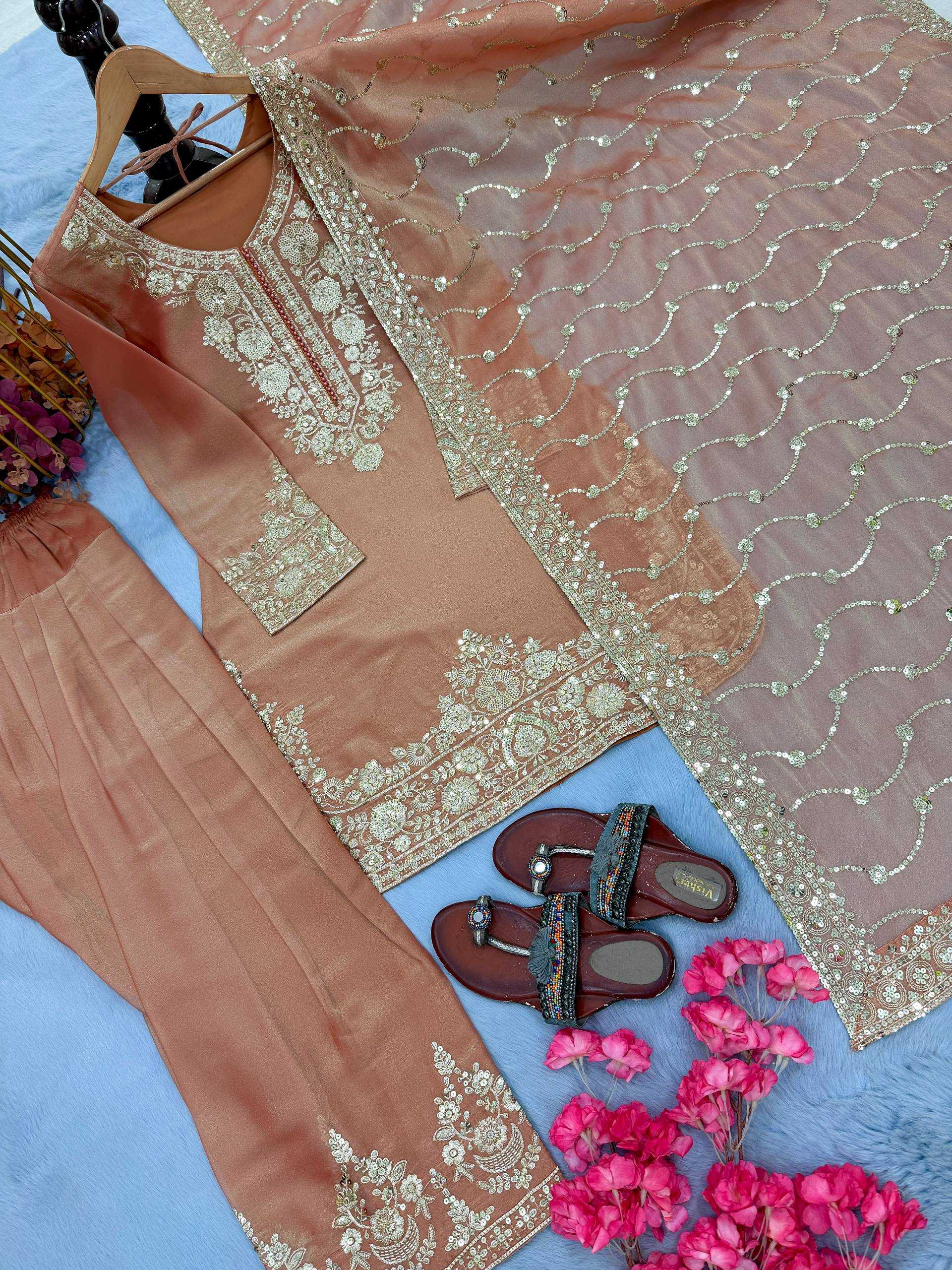 Wedding Special Orange Farsi Salwar Suit